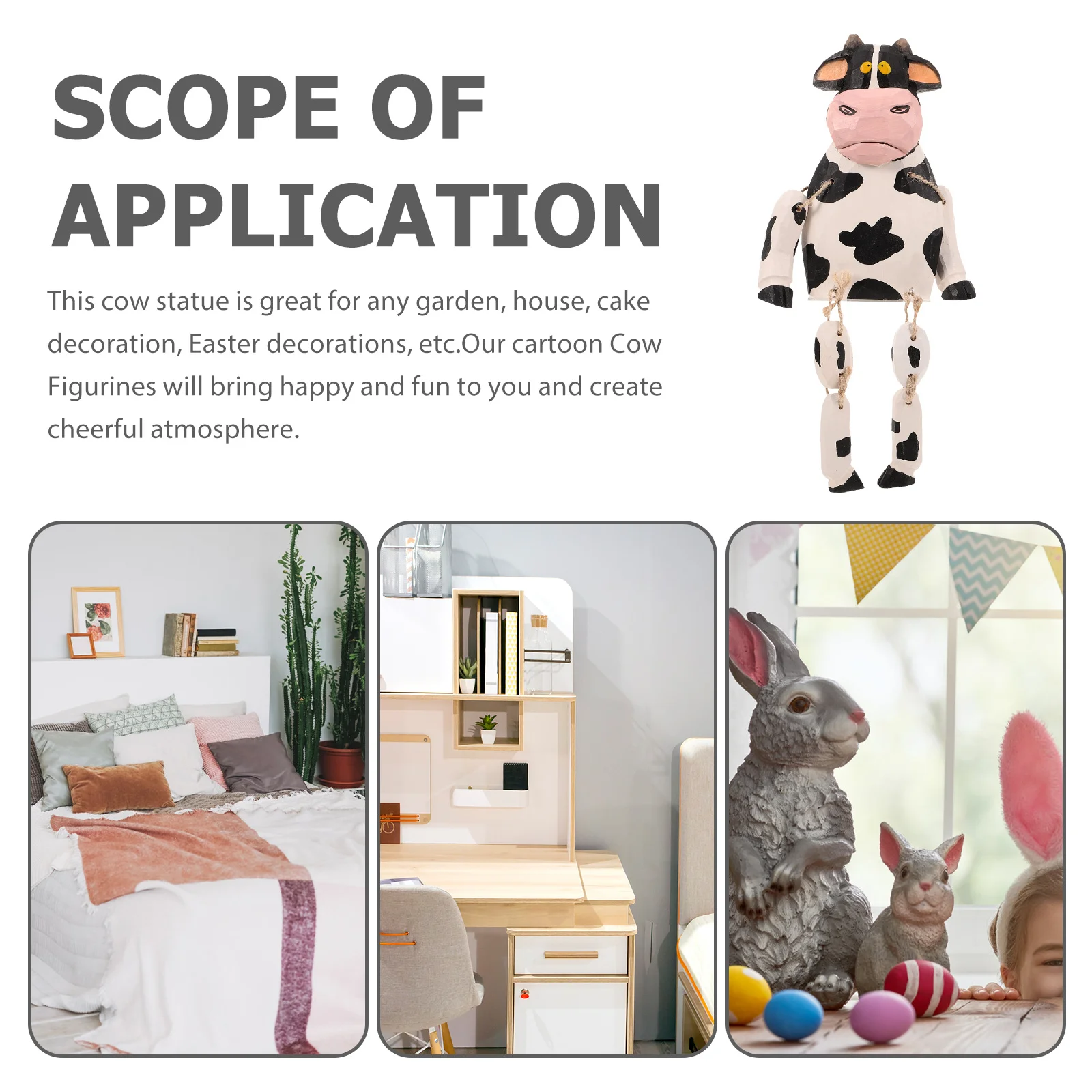 

Creative Wood Cow Statue Cartoon Animal Models Cheerful Atmosphere Indoor Outdoor Scene Layout Cow Statue Wooden Animals Figures