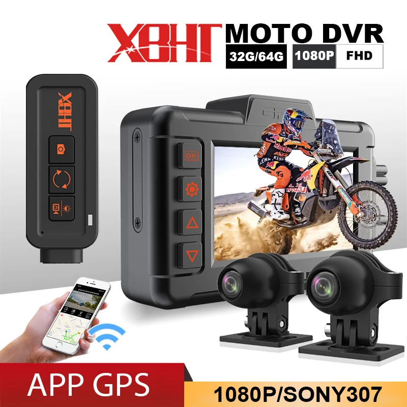 Waterproof Motorcycle DVR Dash Cam Video Driving Recorder GPS Navigation Front Rear View Night Vision Dual 1080P Motorcycle DVR