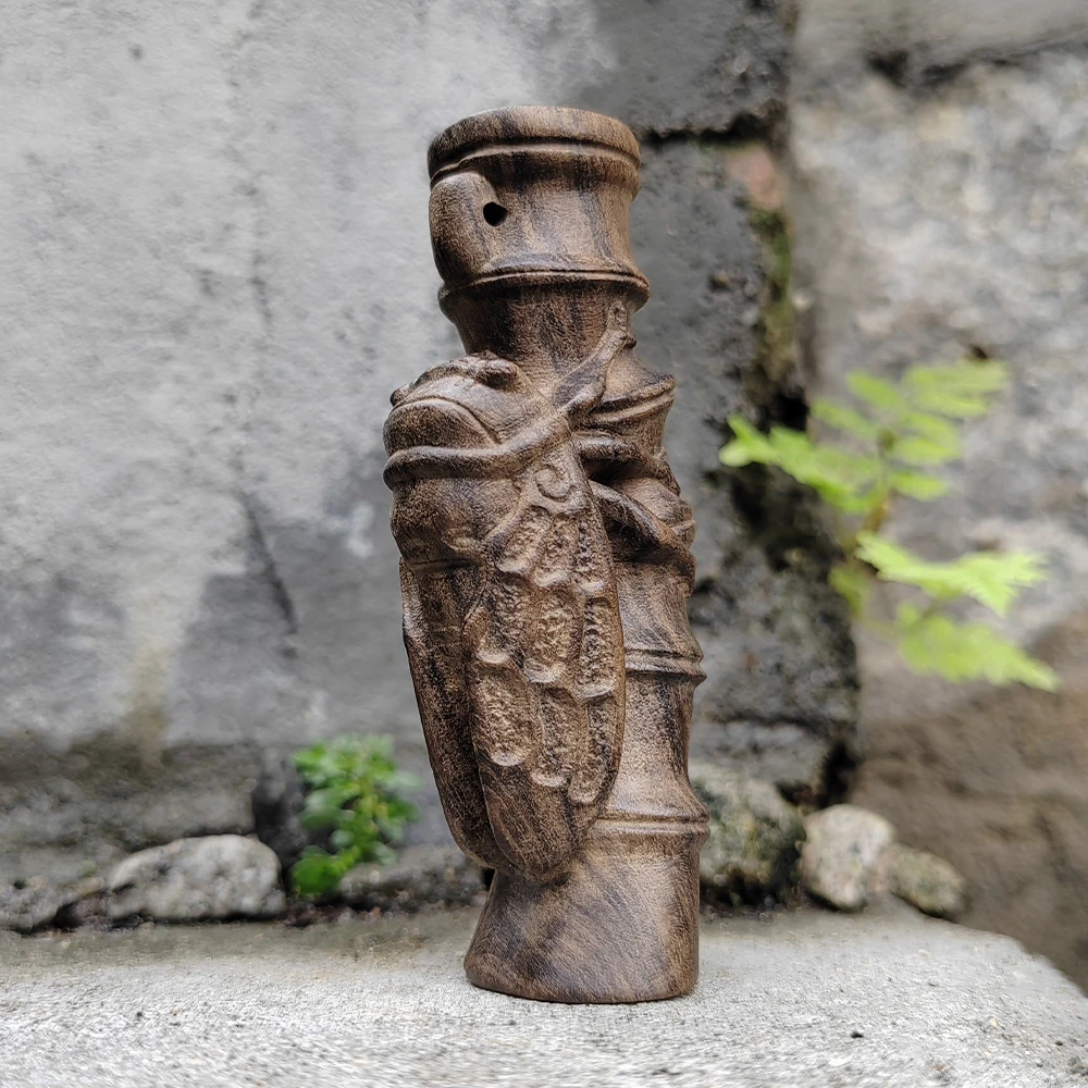 Hand-Carved Wooden Cicada and Bamboo Ornaments, Natural Style, Chinese Style, Suitable for Creative Desktop Decorations, Housewarming Gifts, Party Decorations, Men's Gifts, New Year Gifts, Indoor Decorations, Office, Bedroom