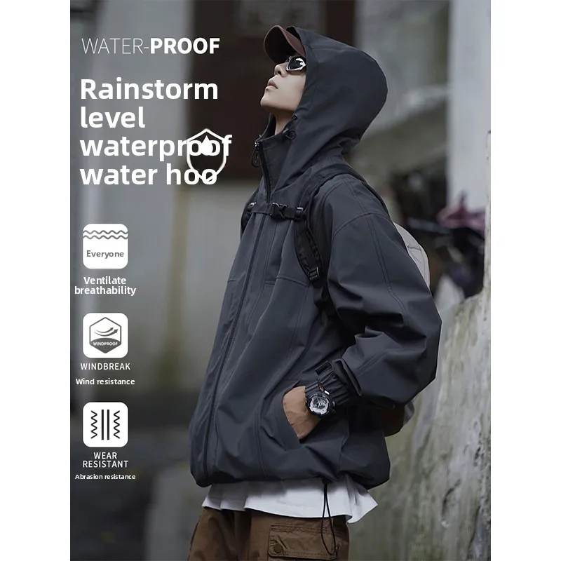 

Мужская демисезонная куртка с капюшоном для активного отдыха, водонепроницаемая, функциональная рабочая одежда, повседневная, свободного кроя, молодежная мода