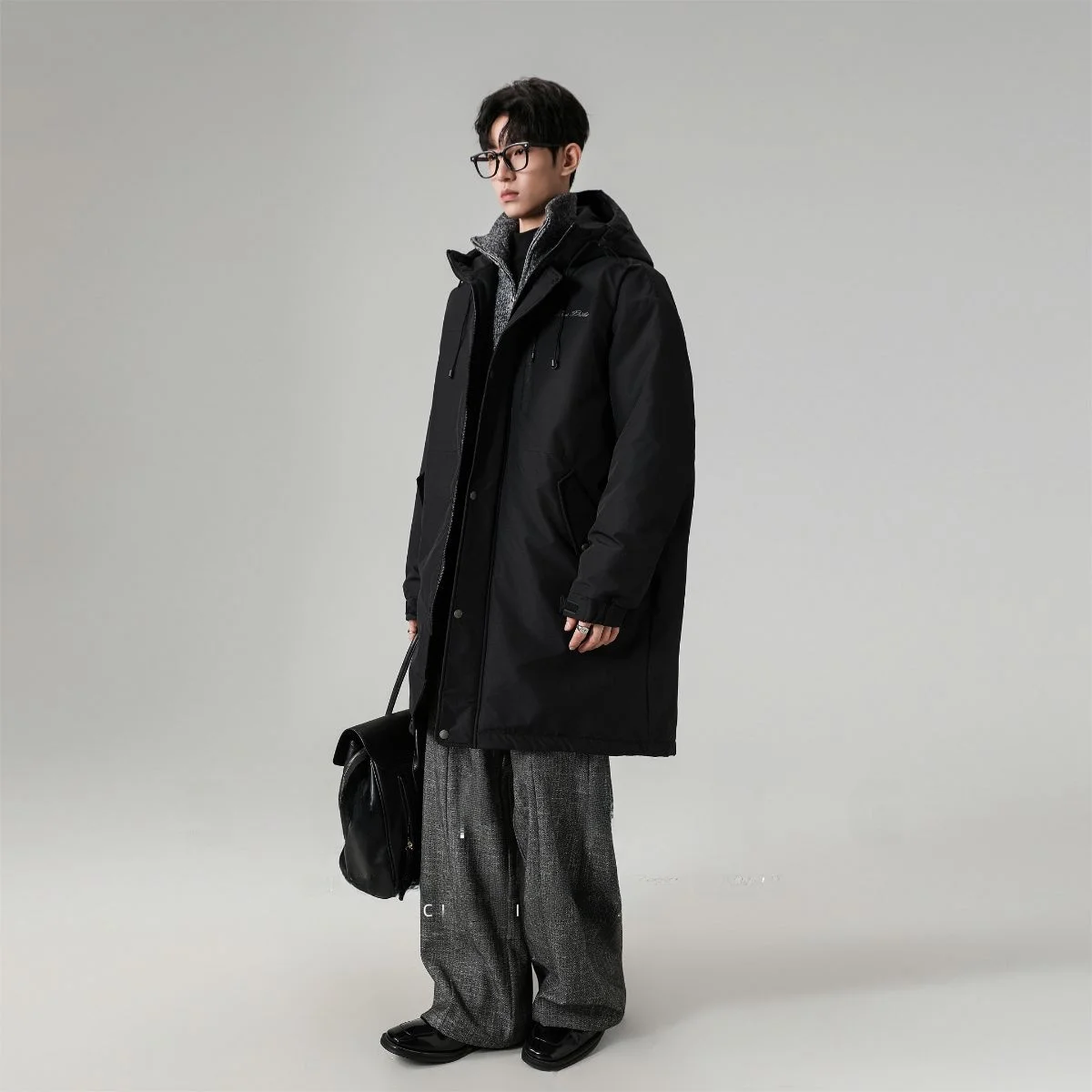 

Мужская зимняя теплая куртка-пуховик средней длины с капюшоном, ветрозащитная, на флисовой подкладке, повседневная, из полиэстера, с наполнителем из пуха