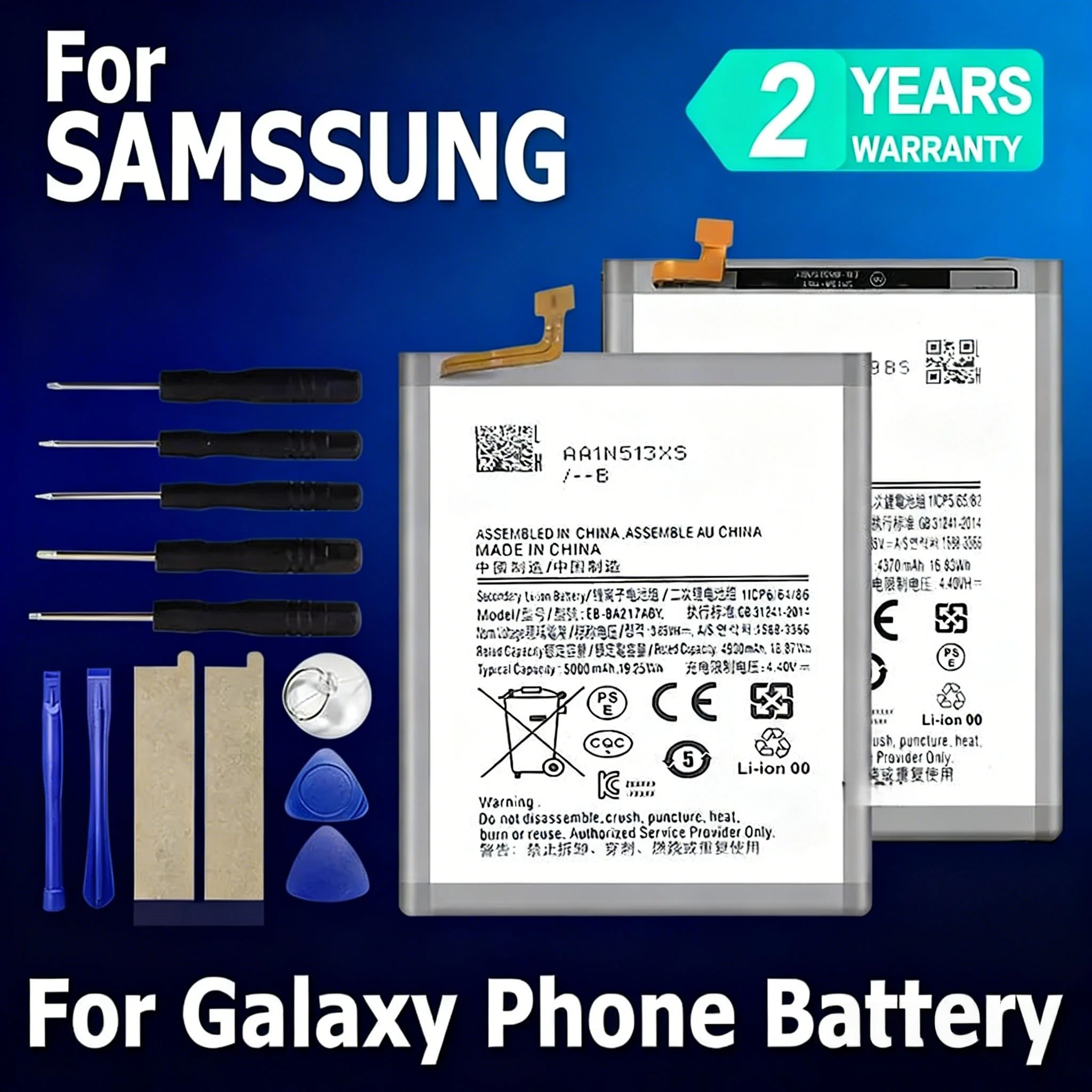 

High Capacity Replacement Battery for Samsung Galaxy A10/A10E/A20/A30/A50/A70 Series + Free Install Tool | CE FCC Approved