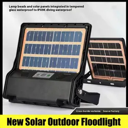 New Solar Outdoor Lights High Bright LED Floodlights Human Body Sensor Garden Street Lamp with Double-sided Solar Panel