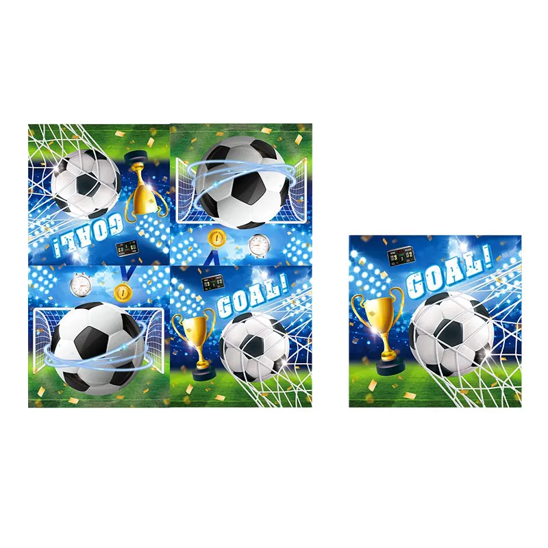 Fußball-Geburtstagsparty-Dekorationen Fußball-Tischgeschirr Teller Becher Tischdecke Ballons Hintergrund-Banner Geschenktüten Jungen-Partyzubehör – Detail 13