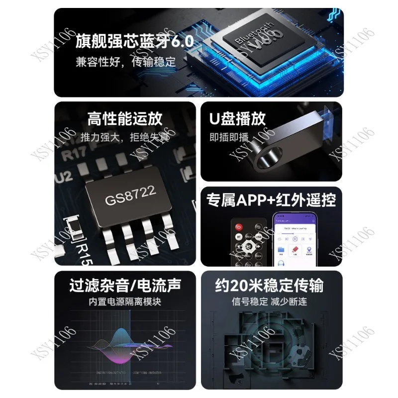 Driver-Free Bluetooth 6.0 Stereo Receiver Module U Disk Input Retrofit for Classic Audio Amplifiers