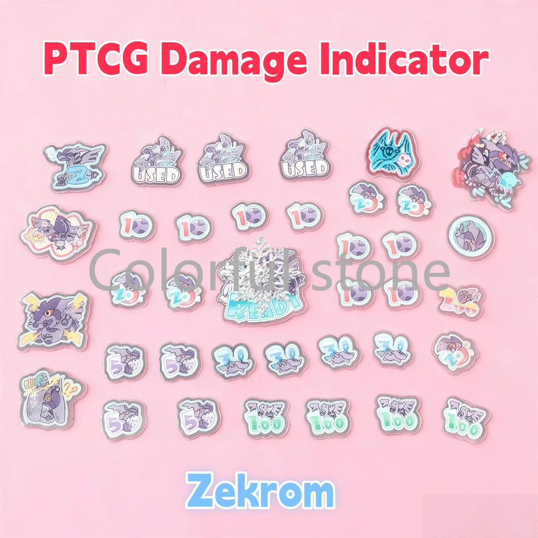 ptcg-pokemon-match-scoring-damage-counter-damage-indicator-zekrom-used-board-vstar-borad-role-playing-game-acrylic-gift-toy