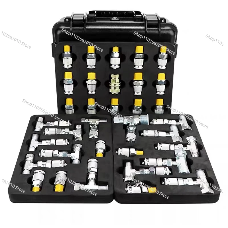 20 joints 14 tees Excavator Pressure Test Tee Pilot Distribution Valve Travel Hydraulic Maintenance Pressure Gauge Adapter Kit