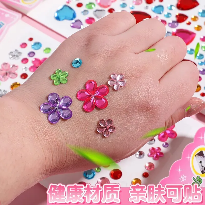 1 Sheets 3D Gem Acrylic Crystal Stickers Students DIY Decoration Self Adhesive Crafts Sparkly Rhinestone Stickers
