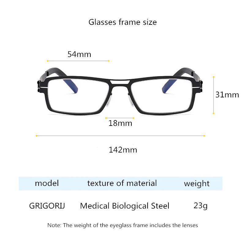 ألمانيا مصمم النظارات الرجعية إطارات النظارات الرجال النساء GRIGORIJ النظارات القراءة البيولوجية الصلب إطار نظارات النظارات