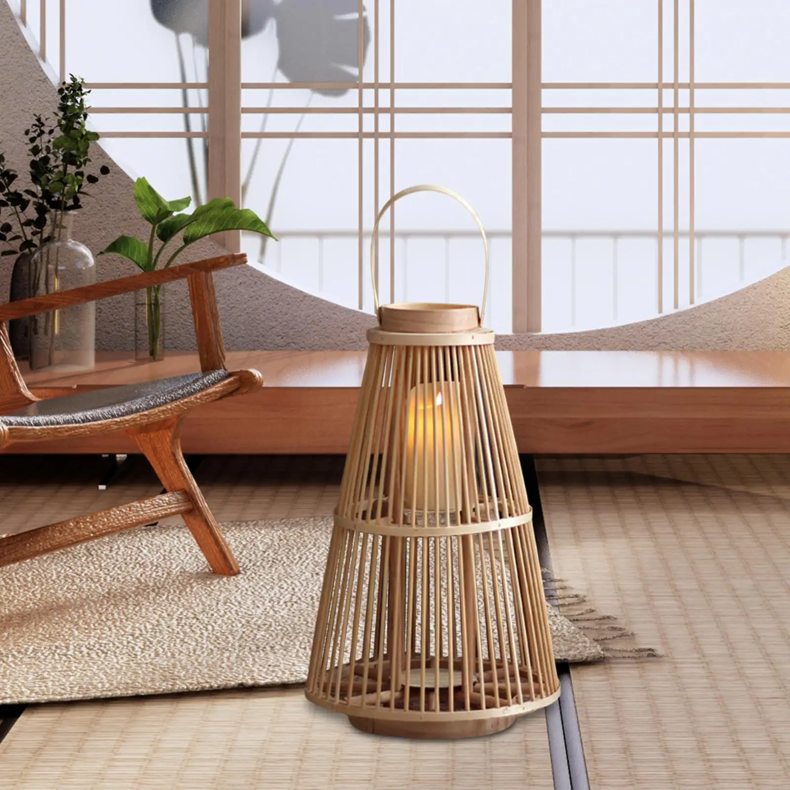 Candle Holder Lantern Decor Hand Woven Hanging Handcraft for Desktop Home Garden