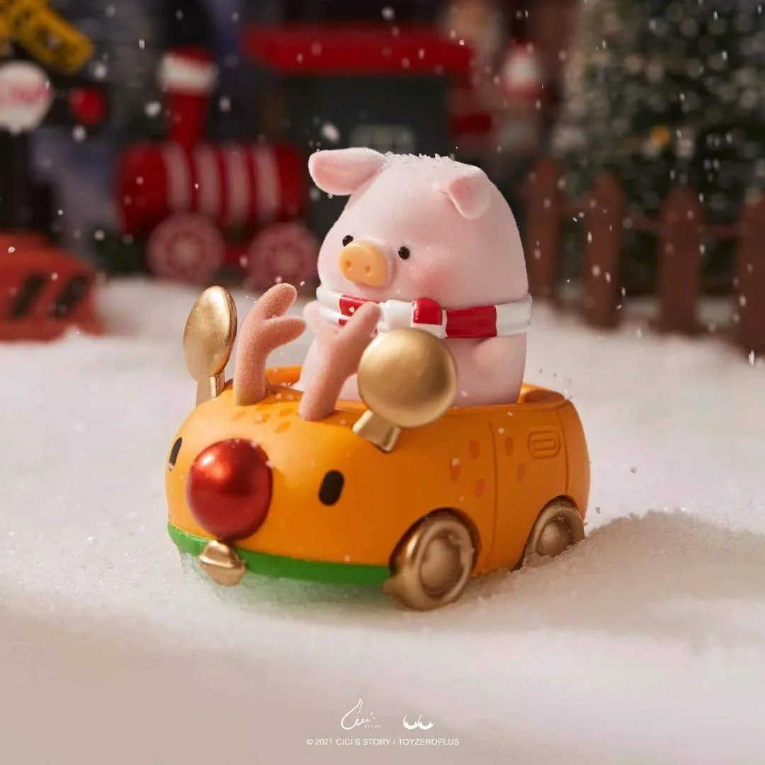 

Аутентичная консервированная свинья, свинья Лулу, серия «Рождественский город», слепая коробка, ручная рождественская елка, милые украшения, праздничные подарки