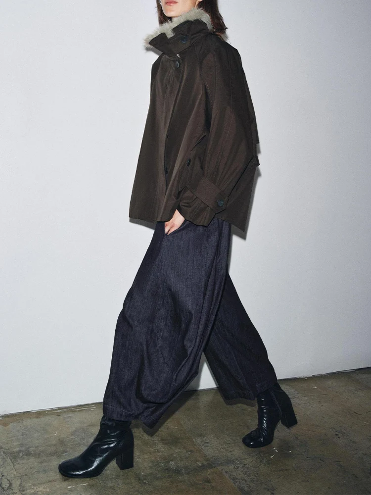 유럽 스타일 신상 여성 패션 다용도 심플 탈부착 가능한 퍼 칼라 윈드브레이커 재킷