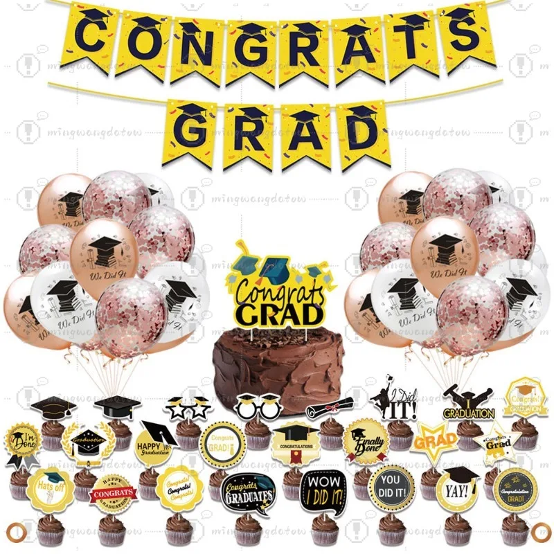 Graduation Party Balloon Set Congrats Grad Banner Decor Supplies