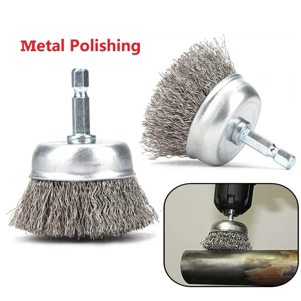 Escova da Roda do Fio de Aço para Ferramentas de Broca Ferramenta Giratória Remoção da Oxidação do Metal Lustrando Brocas 50 mm 65 mm 2