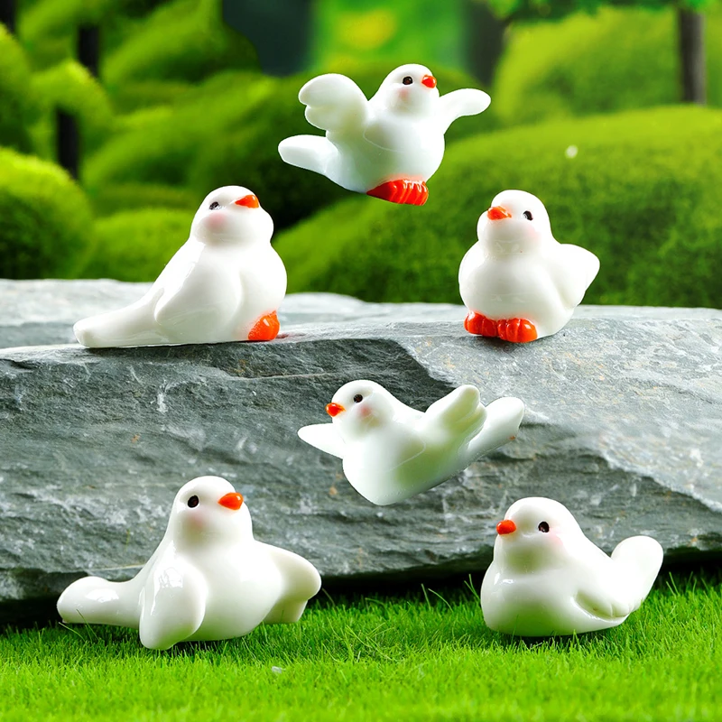 Cute Mini Resin Dove Figurine Cartoon Landscape Decoration Crafts Miniature Figurines DIY Home Decoration Accessories Gifts