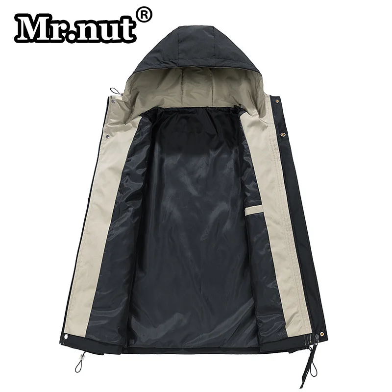 Mr.nut Oversize Loose Outdoor Jackets Autumn New Men Waterproof Jacket Camping Windbreaker Hooded Male Coat Casual Outdoors Tops