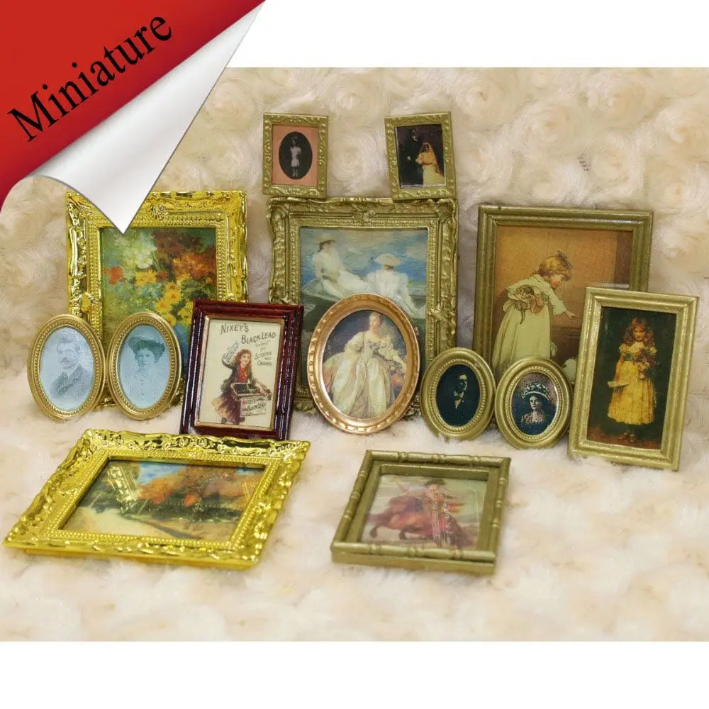 

Fashion Cute Kids Toy Mini Wall Painting Doll Accessories Miniature Framed 1:12 Dollhouse Decor