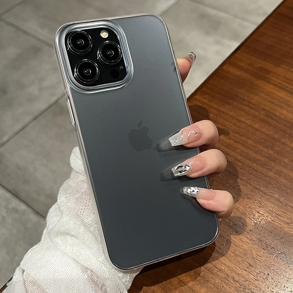 Funda ultrafina translúcida mate para iPhone 17 Air 16 15 14 Plus 13 12 11 Pro Max, plástico duro transparente, cubierta sedosa 4