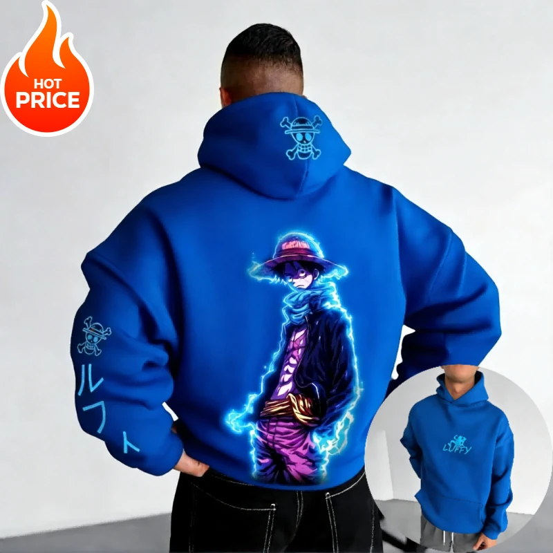 Nika Luffy, ropa de calle Harajuku de una pieza, ropa de calle Vintage para hombre, Sudadera con capucha de invierno para mujer, Sudadera con capucha de gran tamaño, Top de manga larga