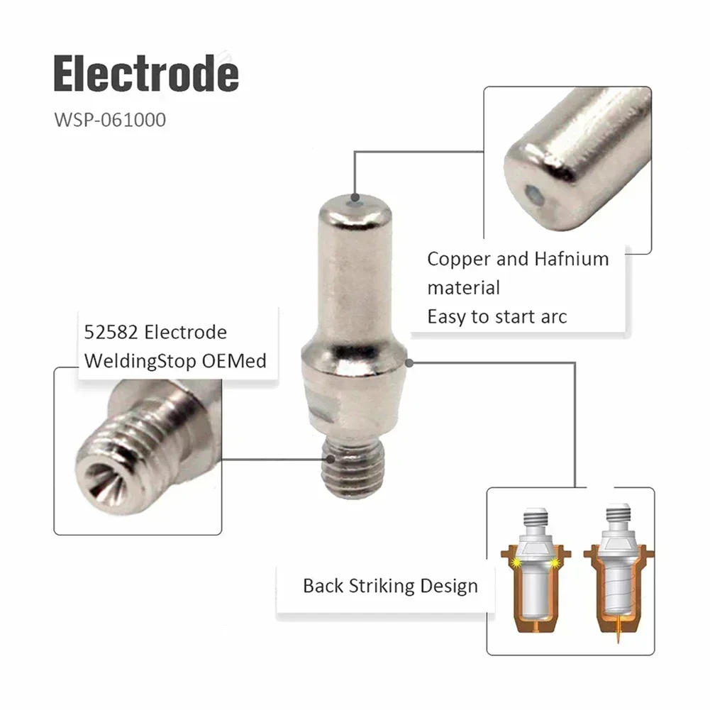 Imagem -04 - Ponta de Plasma 1.0 mm 1.1 mm Eletrodo 52582 para Pt60 Pt40 Ipt40 Tocha de Corte ws Consumíveis de Corte de Plasma Oemed 40 Peças