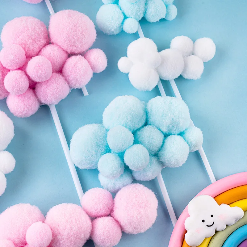 30 قطعة سحابة الوردي رقيق الكرة القطن سحابة كعكة عيد ميلاد الديكور غير الصالحة للأكل ثلاثية الأبعاد منطاد الهواء الساخن المكونات في بطاقة الطرف
