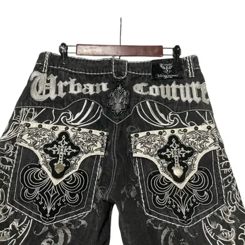 Y2K Harajuku Retro Cowboy Shorts Hip Hop Rock Embroidered Printed Loose Shorts for Men and Women Punk Casual Basketball Shorts