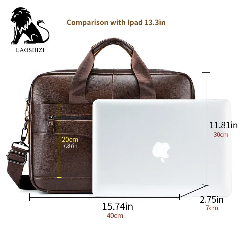 High-level Briefcase Shoulder Messenger Bags Men's Genuine Leather 13-inch Laptop Bag's Men's Briefcase Office Business Handbag