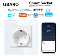 UBARO Smart Wifi Wall Socket With USB Type-C Energy Monitor Voice Timing Control Function Google Alexa Home Crystal Panel Outlet