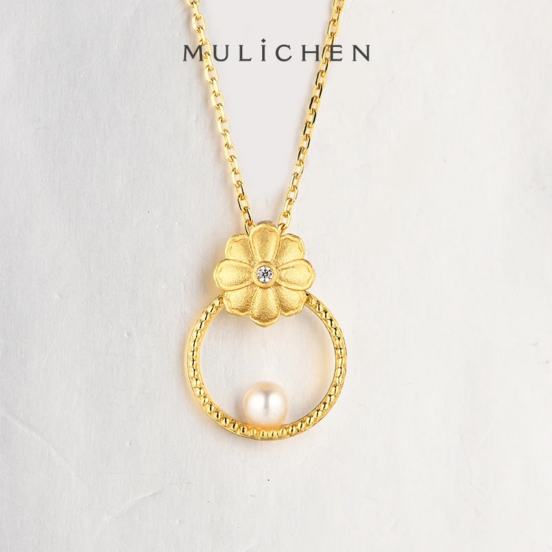 

MULICHEN 4mm Natural Freshwater Pearl Pendant Necklace Set 925 Sterling Silver Plated With K Gold Best New In Necklace For Women