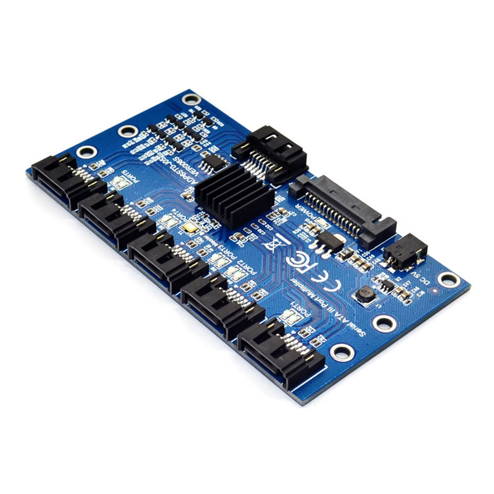 

1 to 5 Port SATA Adapter Card Professional SATA 3.0 6Gbps PM Expansion Card Multiplier Riser Supports Spread Spectrum Clocking