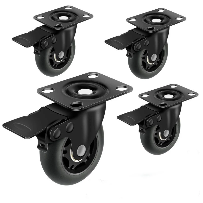 1 Piece Swivel Plate Casters Heavy Duty Quiet Casters Max Load 250kg Soft Universal Wheel Glide Quietly Protect The Floor