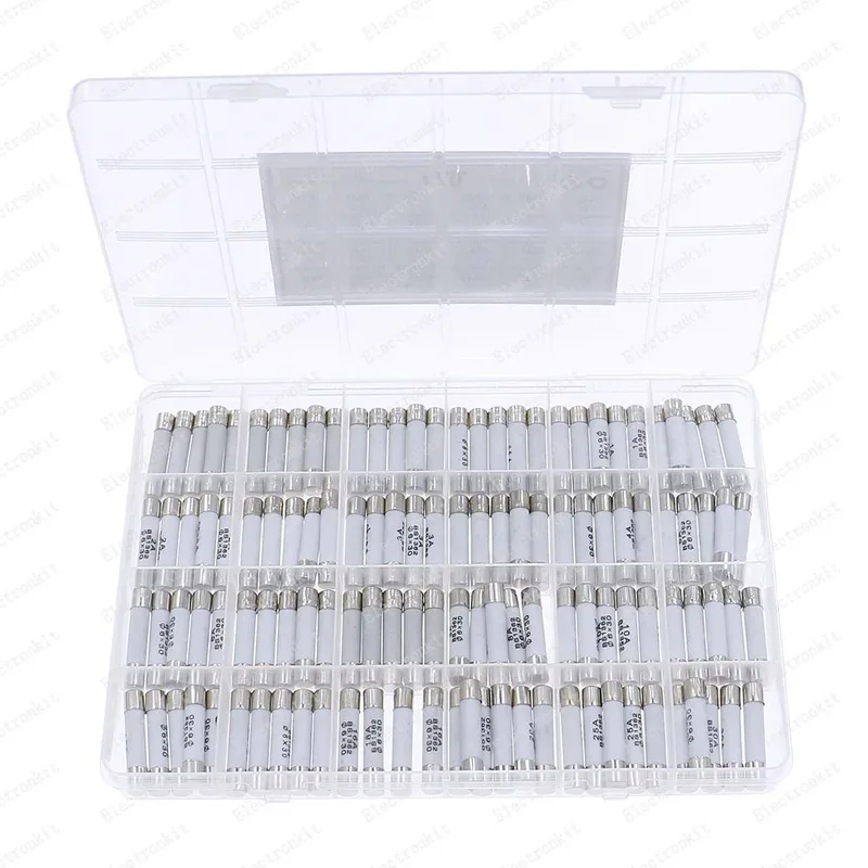 120Pcs 24Value Each 5pcs 6x30mm F0.1A-30A 250V Fast Blow Ceramic Fuse Assored kit