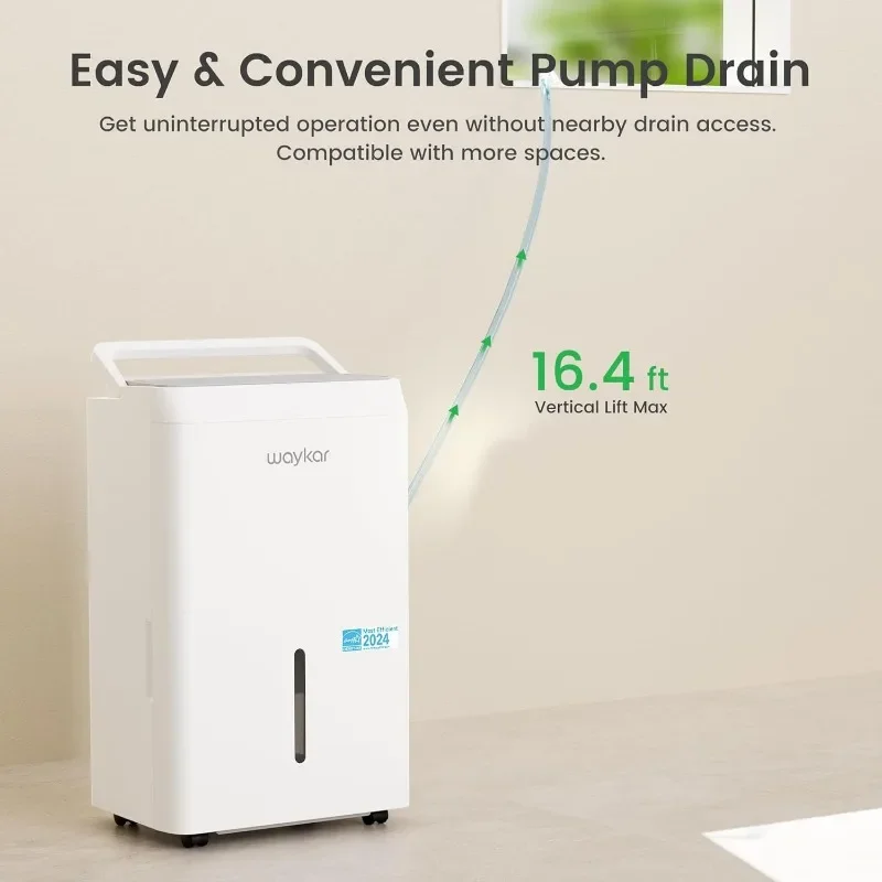 Waykar 150 Pint Energy Star Dehumidifier with Pump for Large Rooms up to 7,000 Sq. Ft. for Home, Basement, Commercial,Industrial