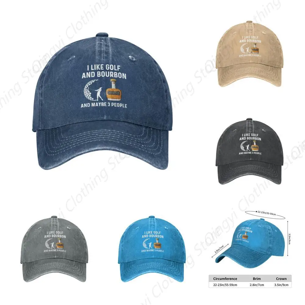 I Like Golf and Bourbon and Maybe 3 People Hat for Men Baseball Hats Trendy Hats Navy Blue