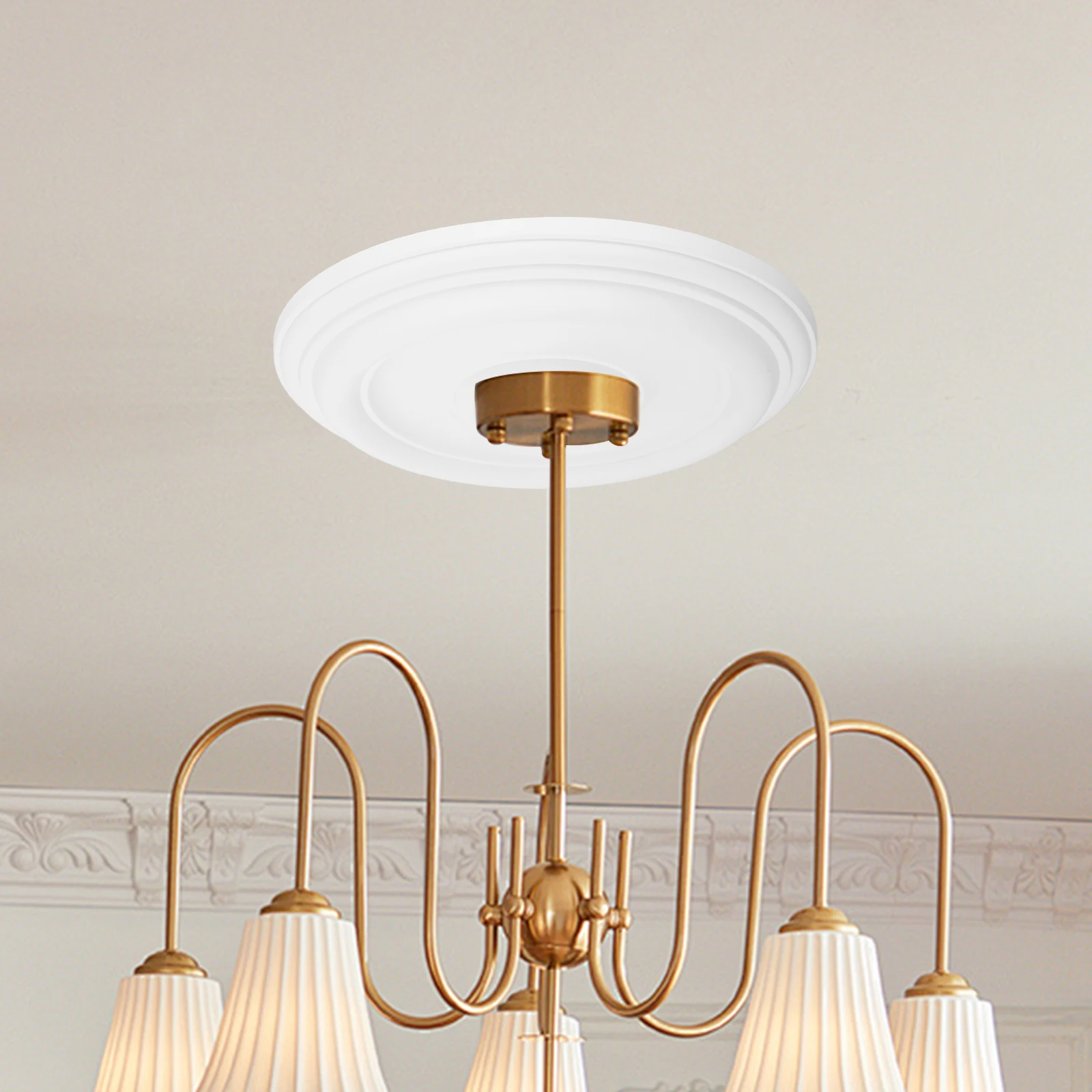 

Imitation Plaster European Style Ceiling Light Panel Pu Chandelier Canopy Round Decorative Cover Plate for Home Office