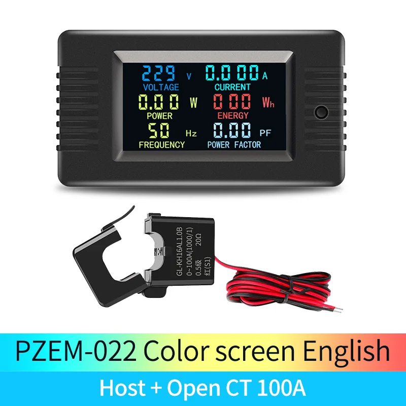 

PZEM-022 Digital Electronic Meter 6in1 Color LED Screen 220V Single Phase Energy Meter Voltmeter Kwh Meter Multimeter Split CT