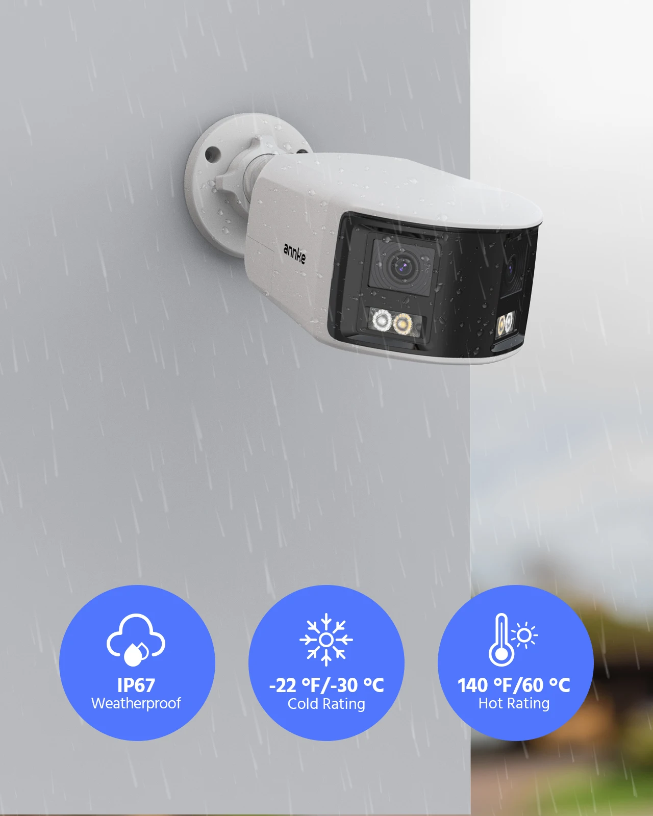 ANNKE Sistema di telecamere di videosorveglianza da esterno 4K 180 °   Telecamera POE da 8 MP con rilevamento intelligente di veicoli umani con telecamera IP PoE di sicurezza a doppio obiettivo