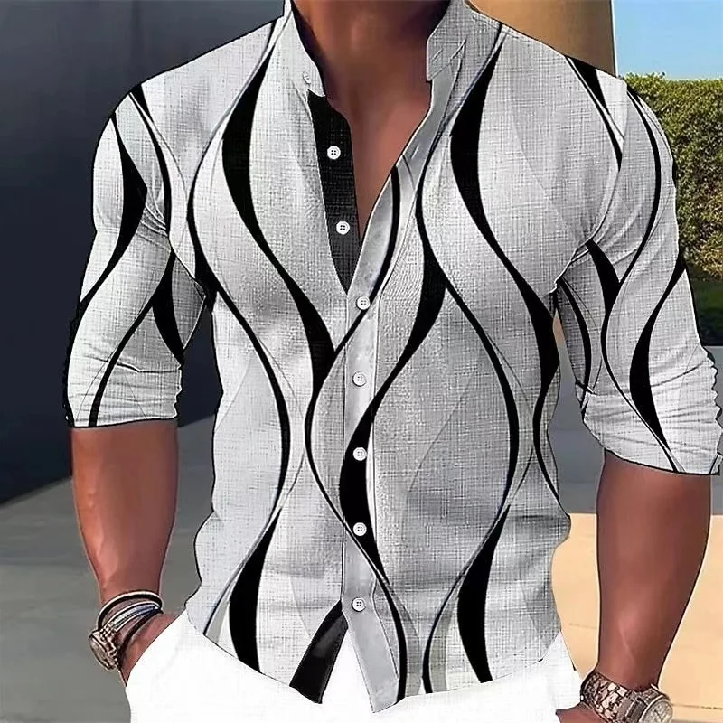 Men's new fashionable stand up collar color changing shirt, outdoor trendy and comfortable casual shirt, plus size 6XL