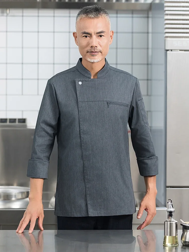 Camisa de manga larga para Chef, uniforme de cocina para Hotel, restaurante, chaqueta de cocina, abrigo de cocinero, camarero de panadería, Tops blancos, ropa de trabajo para Bar y barbacoa