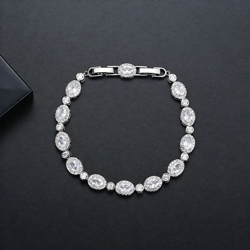 

SLBRIDAL Sparkling Charm Fashion Cubic Zircon Bracelets Girls CZ Daily Bracelet Gift Wedding Bridal Bridesmaids Women Jewelry