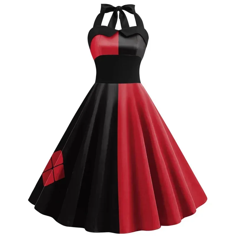 Suicide Harleen Quinzel mujeres niñas vestido el payaso Harley Cosplay falda Quin vestido con cordones disfraces Coslon