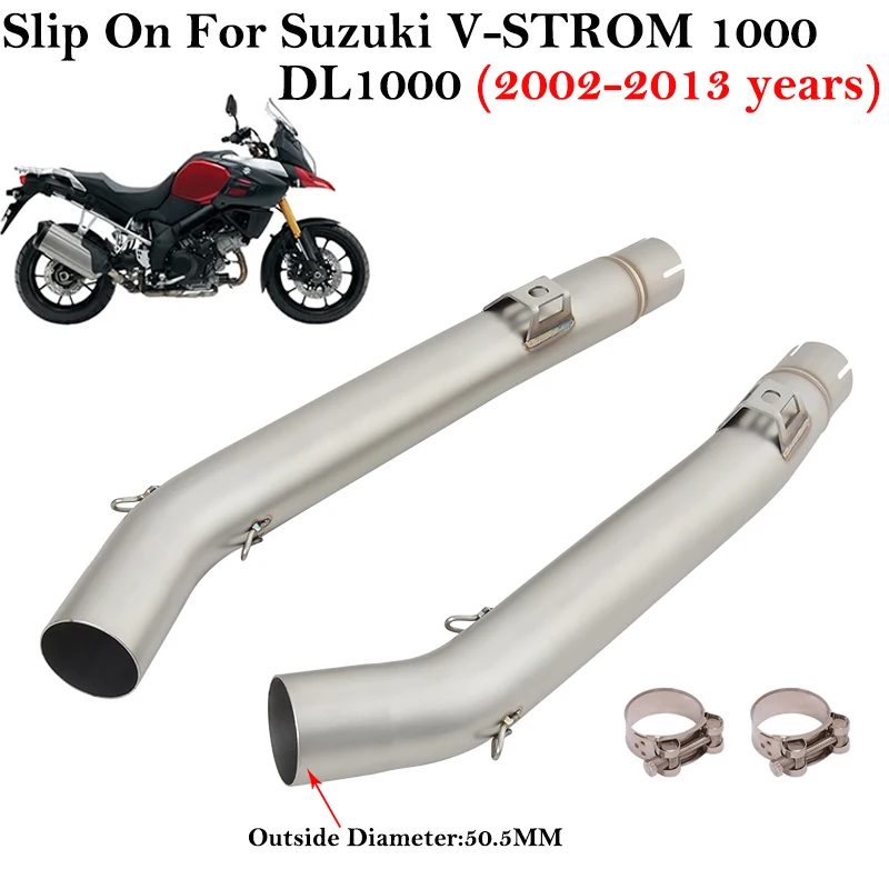 

Slip On For SUZUKI V-STROM 1000 DL1000 1000 Vstrom 2002 - 2013 Motorcycle Exhaust Escape Modify 51mm Interface Middle Link Pipe