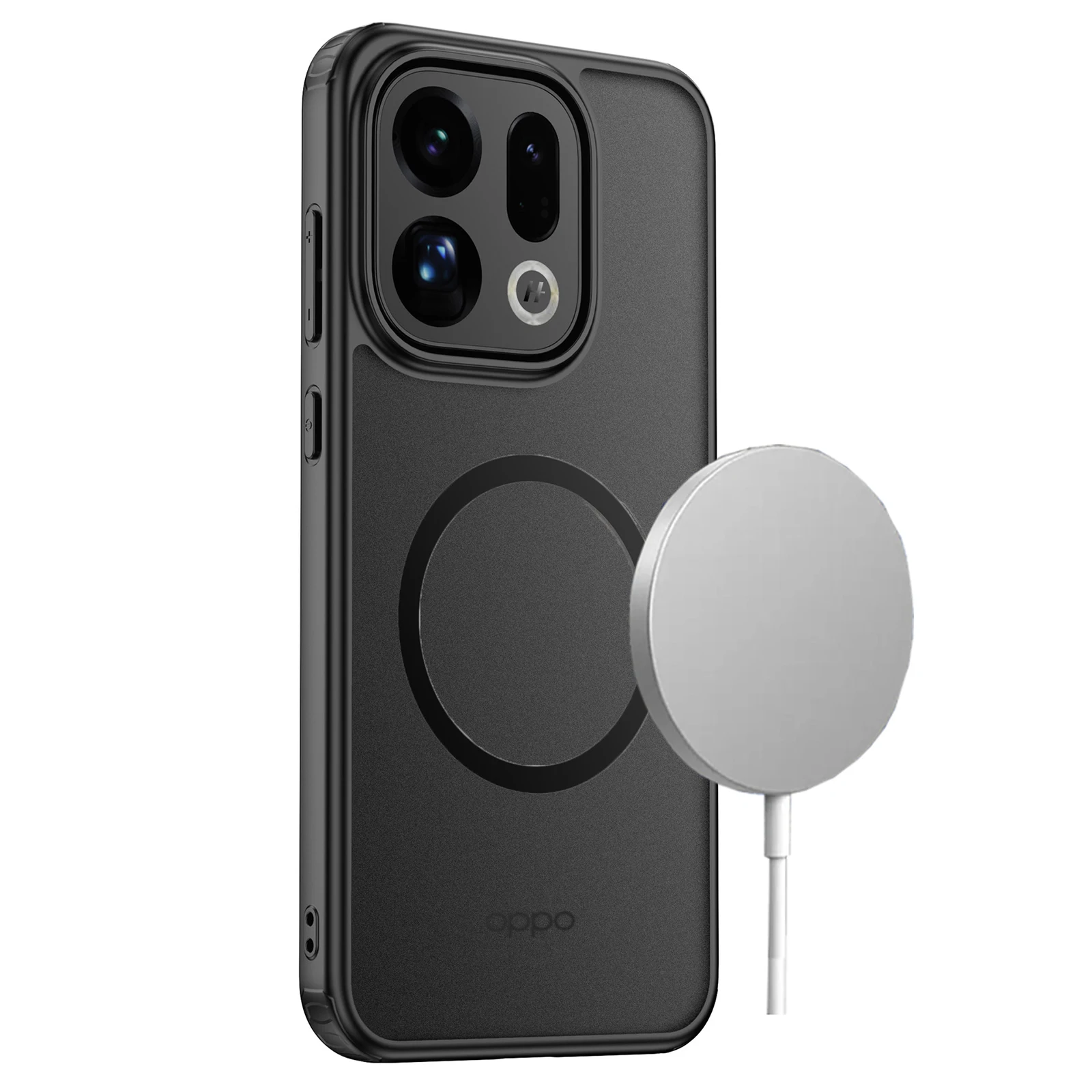 

Магнитный чехол для Oppo Find X9 Pro [совместимая беспроводная зарядка] Матовый противоударный угловой мягкий бампер с защитой от падения, твердый чехол