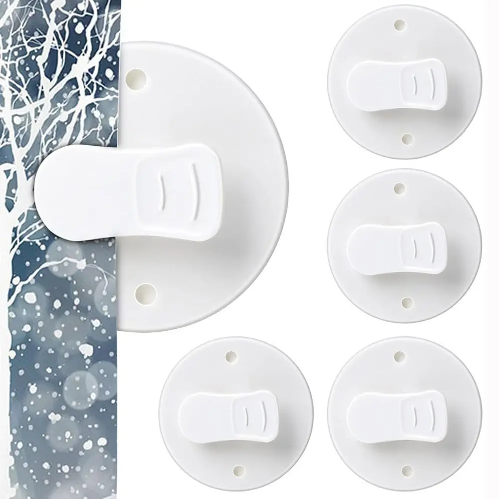 Reusable Self Adhesive Shower Curtain Clips Waterproof Plastic Material Curtain Fasteners White Curtain Clips Bathroom Use
