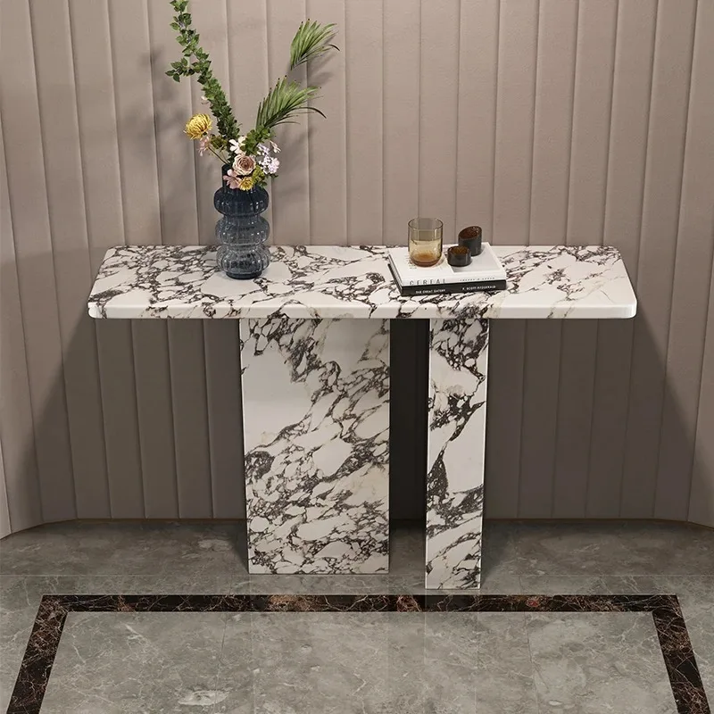 Luxury Calacatta Console, Premium Entryway Table with Open Storage, Anti-Bacterial&Scratch Proof, Eco-Friendly