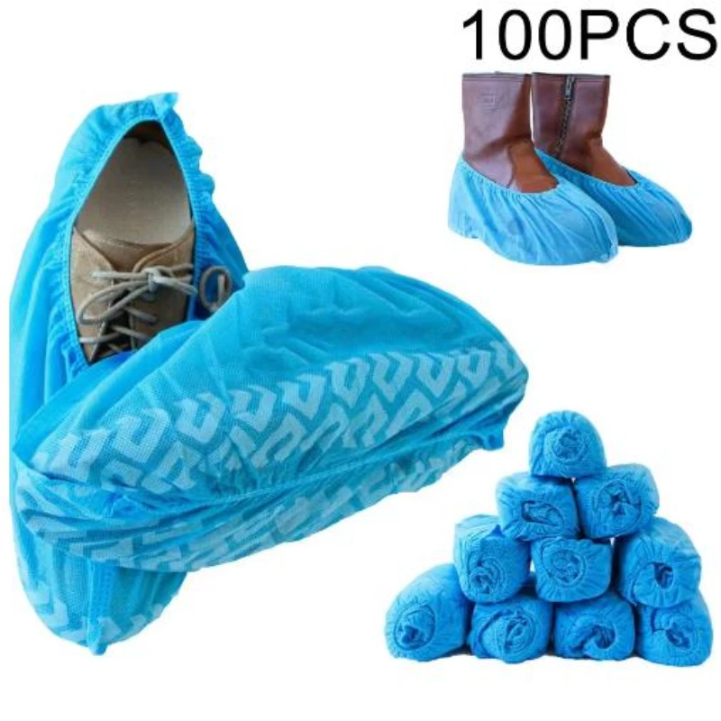 100PCS Disposable Shoe Covers Anti-slip Non-woven Fabric Shoe Covers Tear-Resistant Lightweight Breathable Dust-Proof Overshoes