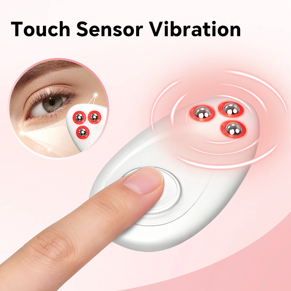 Electric Eye Roller Massager with 3 Cooling Balls Skin-Sensor Vibration Facial Beauty Instrument Eye Lifting Sculpting Tool