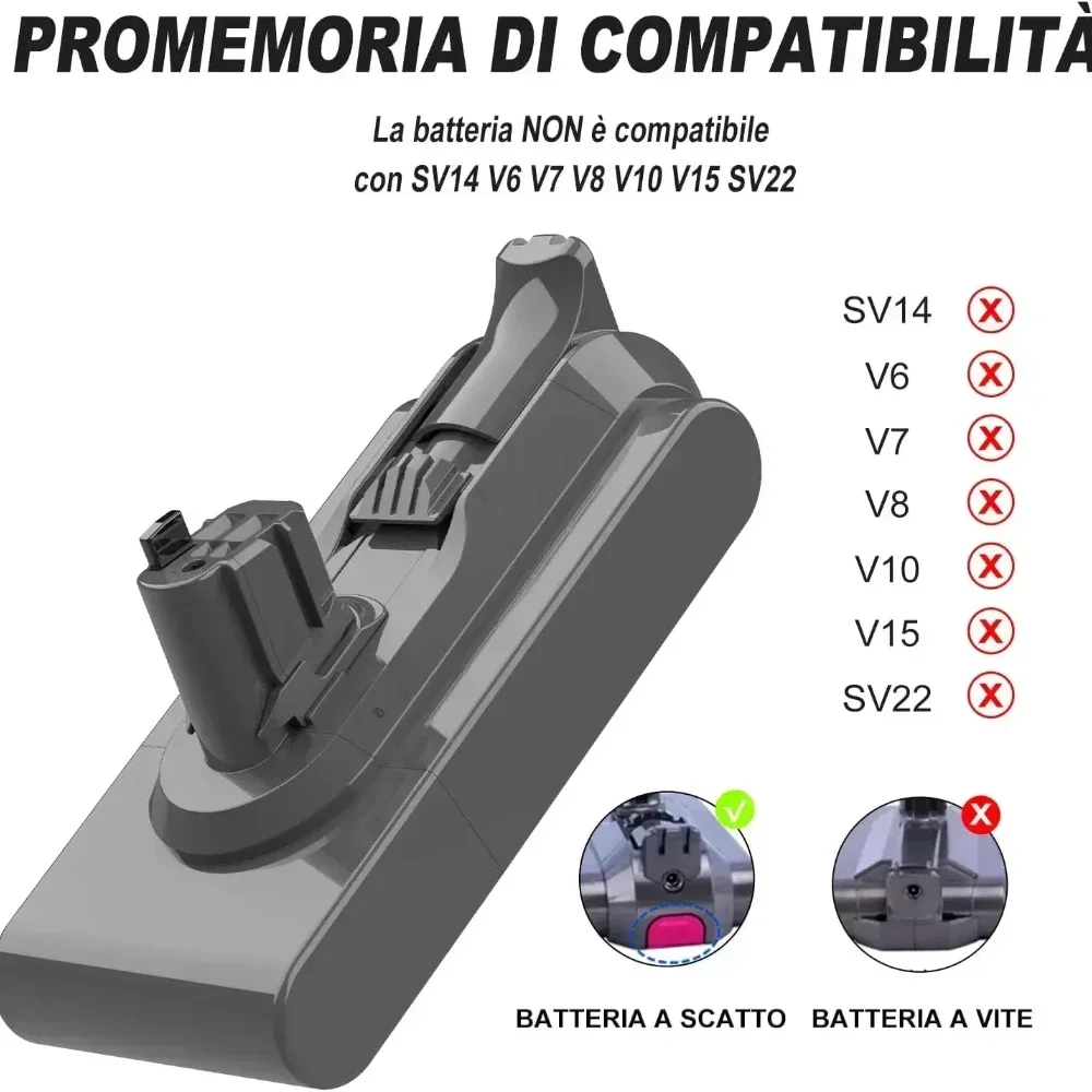 25.2V 6000mAh/8000mAh Battery (Buckle Version) for Dyson V11 SV15/SV16/SV17/SV18/SV22 Vacuum Cleaner, Rechargeable Energy view 5