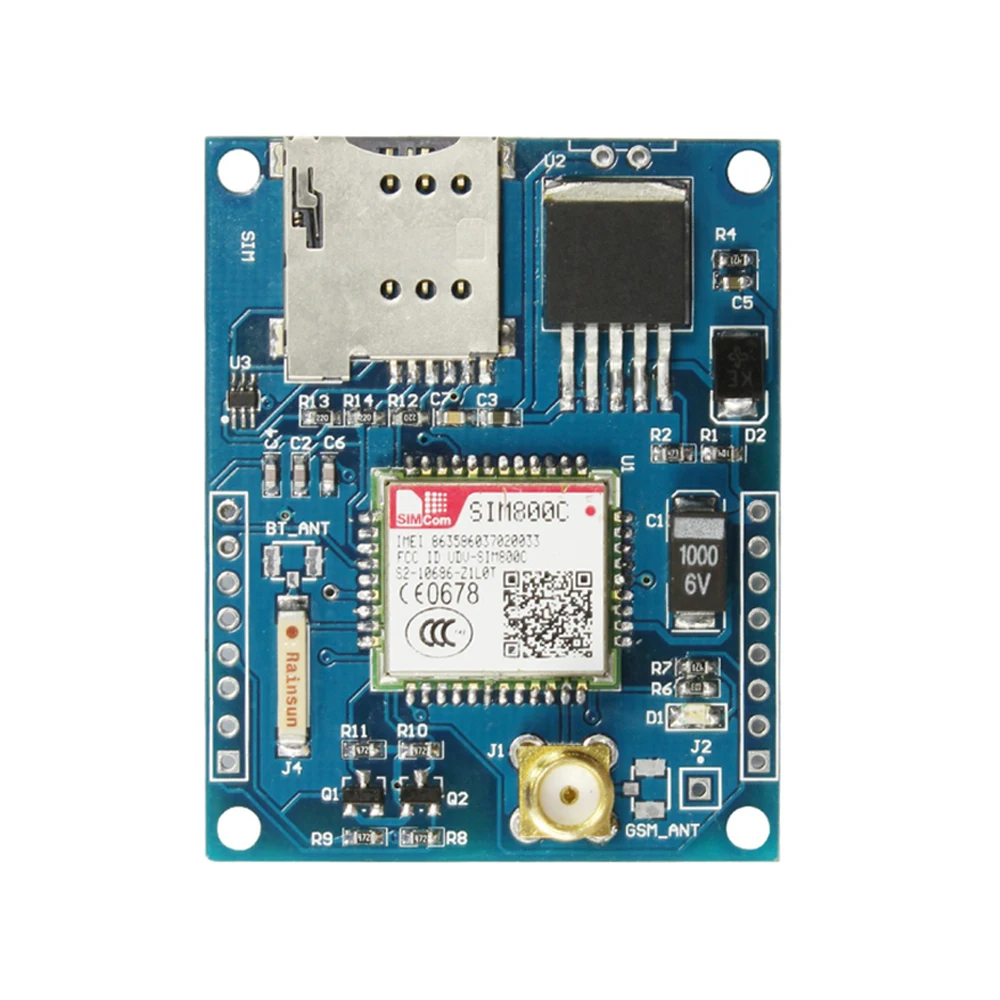 DC5-18V SIM800C Development Board Quad-band GSM/GPRS Module Support Blue-tooth/DTMF Replace SIM900A with Working Indicator Light