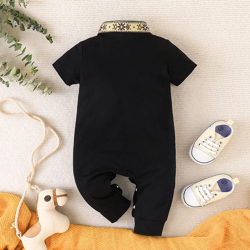 Baby Clothes 3 to 24 Months Onesies For Baby Boy Summer Short Sleeve Casual Infant Prince Romper Toddler Tiny Button Jumpsuit